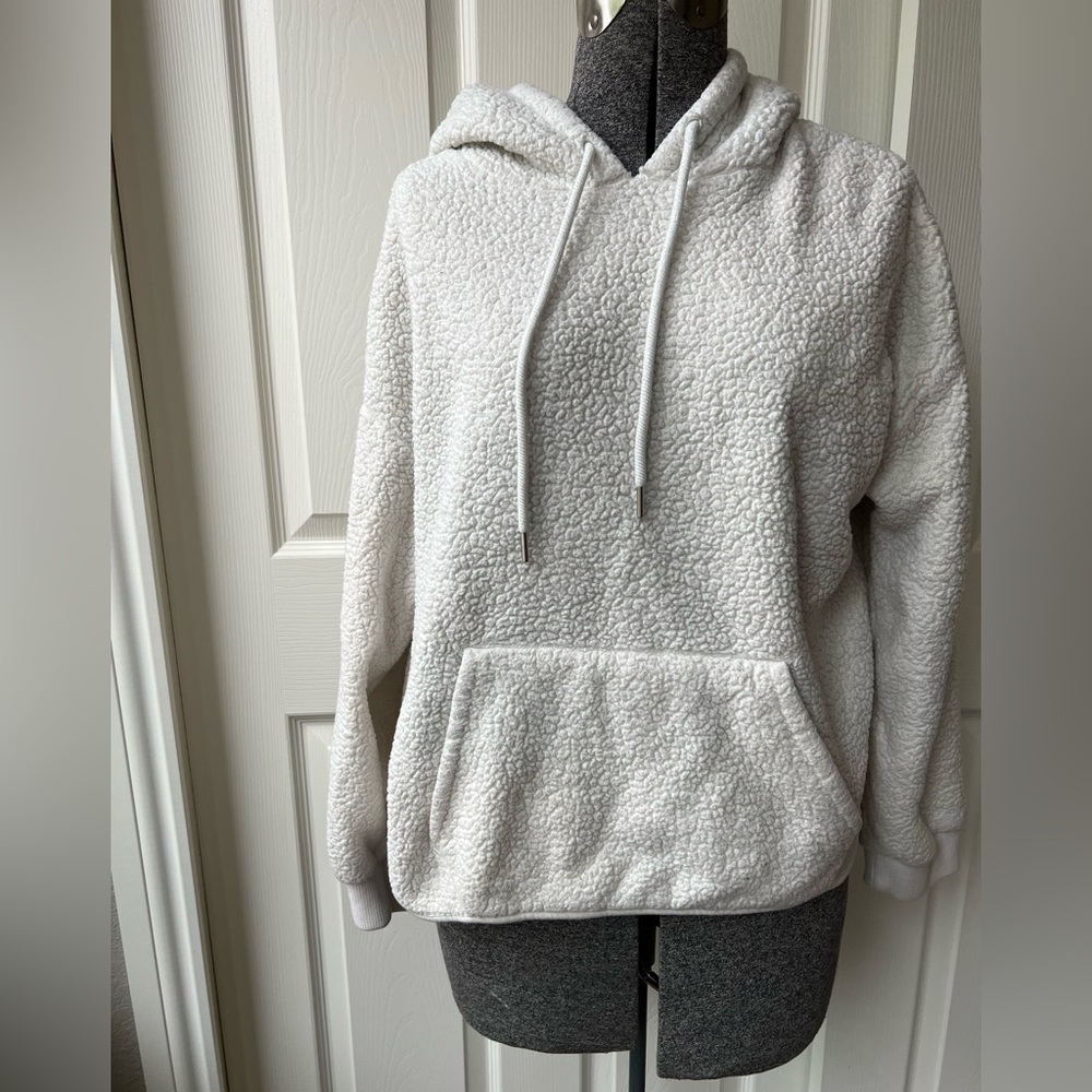 H&M White Sherpa Hoodie size M